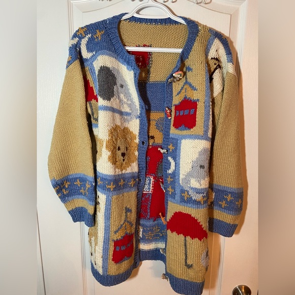 Vintage Hand knit Noah’s Ark cardigan Sweater - Picture 3 of 9